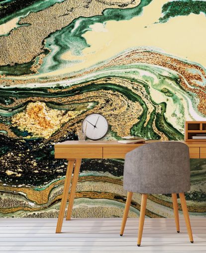 papel pintado de mármol geoda dorada