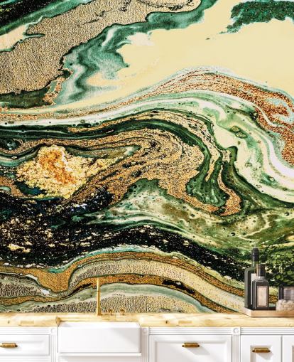 papel pintado de mármol geoda dorada