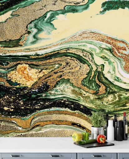 papier peint en marbre géode doré