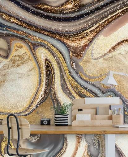 mural de papel de parede de geodo personalizável dourado, marrom e esbranquiçado chamado Creamy Caramel Geode de de Lara Skinner para cozinhas mural de papel de parede de geodo personalizável dourado, marrom e esbranquiçado chamado Creamy Caramel Geode de de Lara Skinner para cozinhas