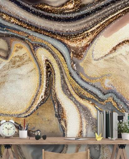gold, brown and off-white customizable geode wallpaper mural called Creamy Caramel Geode by Lara Skinner for kitchens gold, brown and off-white customizable geode wallpaper mural called Creamy Caramel Geode by Lara Skinner for kitchens