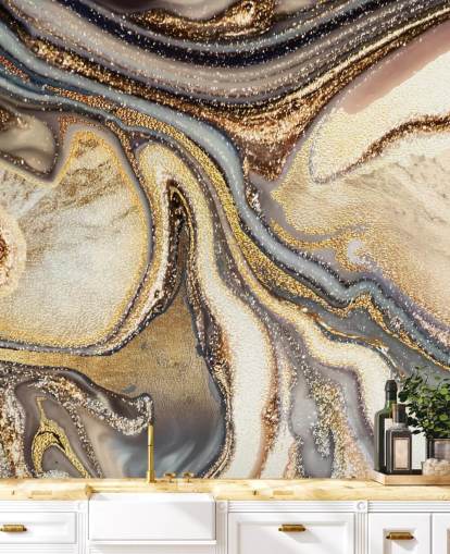 mural de papel pintado de geodas personalizable dorado, marrón y blanquecino llamado Creamy Caramel Geode de Lara Skinner para cocinas mural de papel pintado de geodas personalizable dorado, marrón y blanquecino llamado Creamy Caramel Geode de Lara Skinner para cocinas