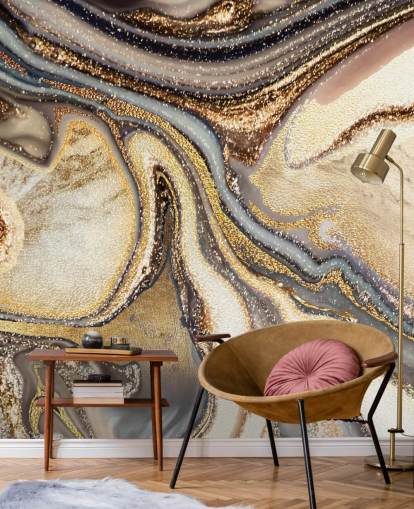 gull, brun og off-white tilpassbar geodetapetveggmaleri kalt Creamy Caramel Geode av Lara Skinner for kjøkken gull, brun og off-white tilpassbar geodetapetveggmaleri kalt Creamy Caramel Geode av Lara Skinner for kjøkken