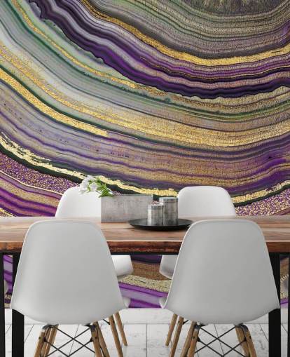 papier peint agate violet et or