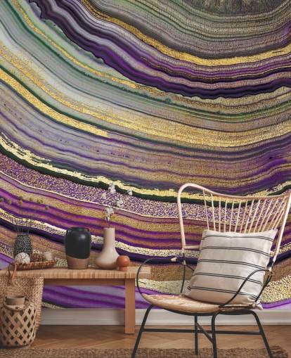 papier peint agate violet et or