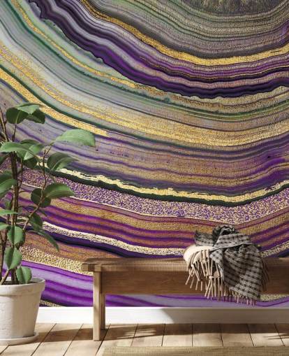 papel de parede ágata roxo e dourado