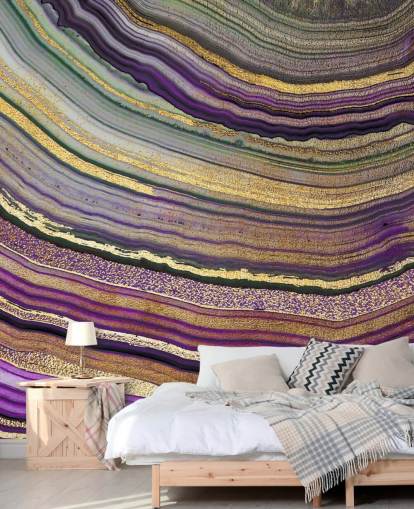 papel de parede ágata roxo e dourado
