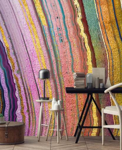 regenboogkleurig geode behang