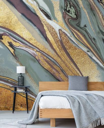 papel pintado mármol, geoda dorado, lila y gris