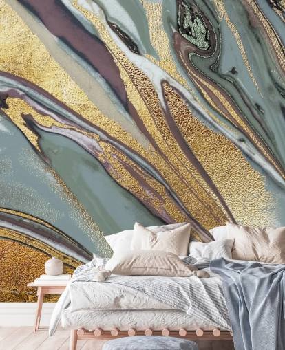 carta da parati in marmo, geode oro, lilla e grigio