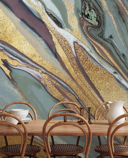 papel pintado mármol, geoda dorado, lila y gris