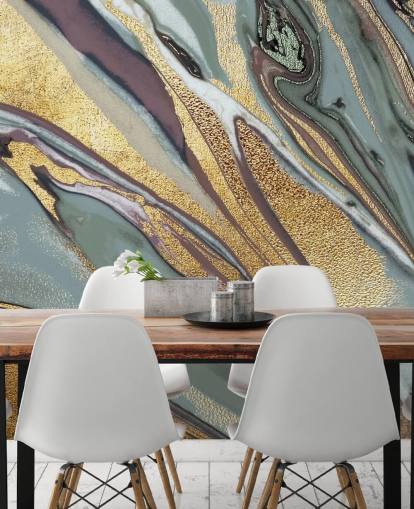 Marmor, Geode Gold, Flieder und Grau Tapete