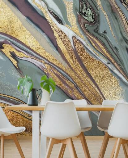 papel pintado mármol, geoda dorado, lila y gris