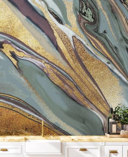 marble, geode gold, lilac and grey wallpaper