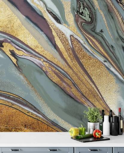papel de parede de mármore, ouro geode, lilás e cinza