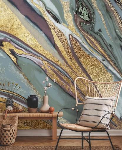 Marmor, Geode Gold, Flieder und Grau Tapete Marmor, Geode Gold, Flieder und Grau Tapete