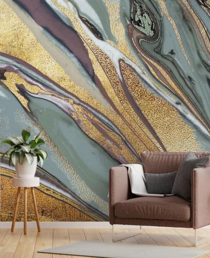 papel de parede de mármore, ouro geode, lilás e cinza