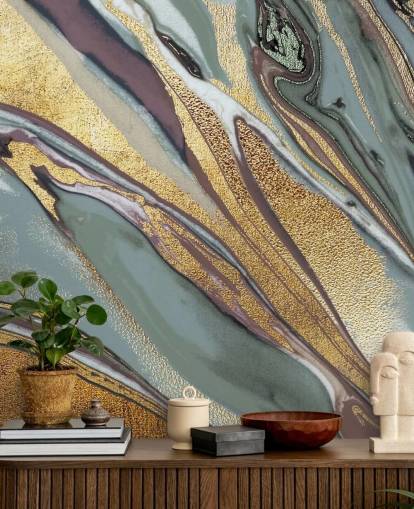 marble, geode gold, lilac and grey wallpaper