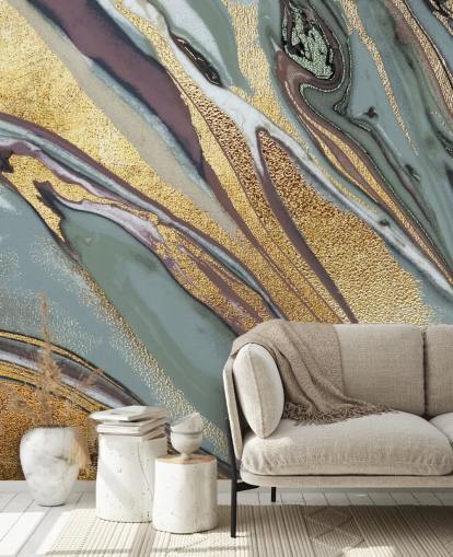 carta da parati in marmo, geode oro, lilla e grigio