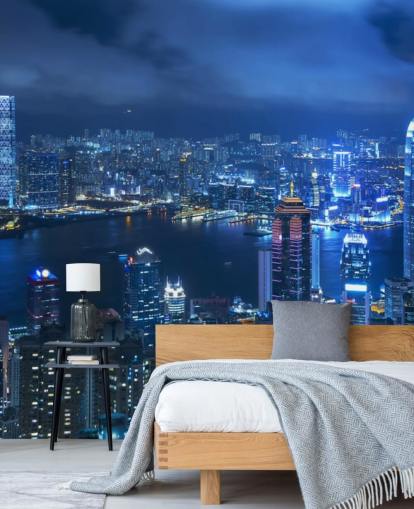 blue city at night wallpaper