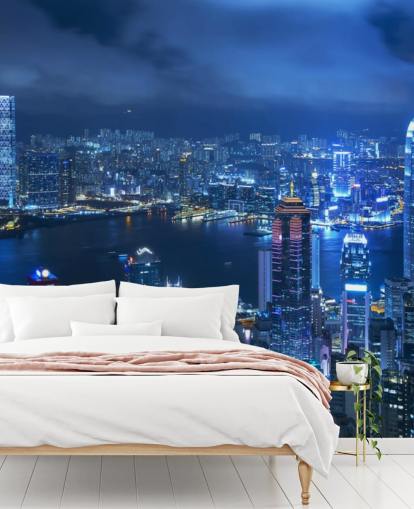 blue city at night wallpaper