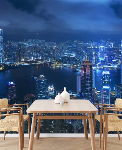 blue city at night wallpaper