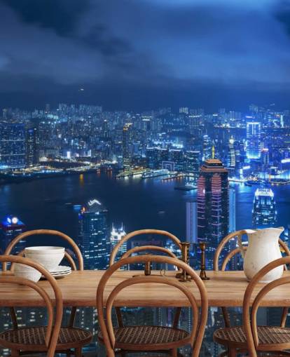 blue city at night wallpaper