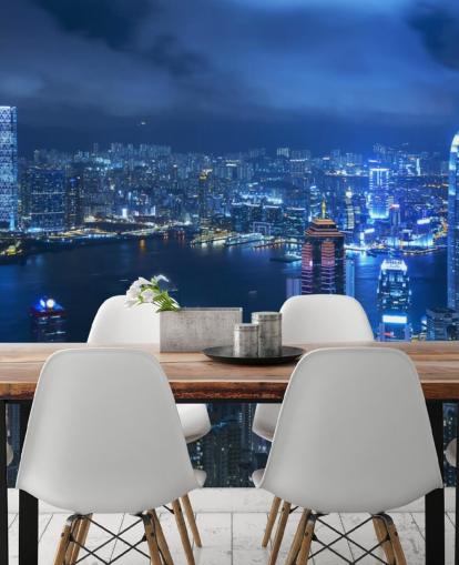 blue city at night wallpaper