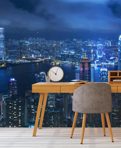 blue city at night wallpaper