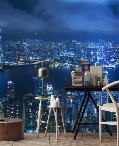 blue city at night wallpaper