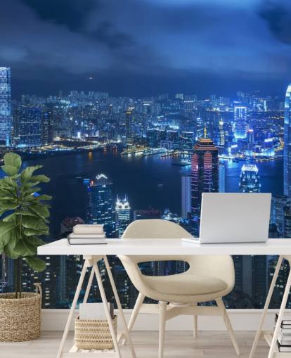 blue city at night wallpaper