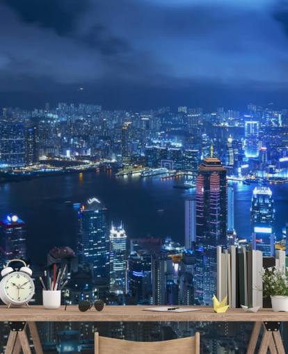 blue city at night wallpaper