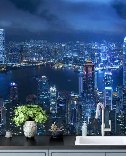 blue city at night wallpaper