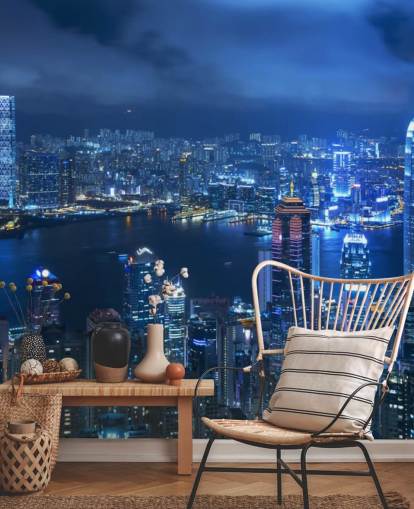 carta da parati blu città di notte