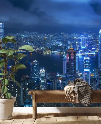 blue city at night wallpaper