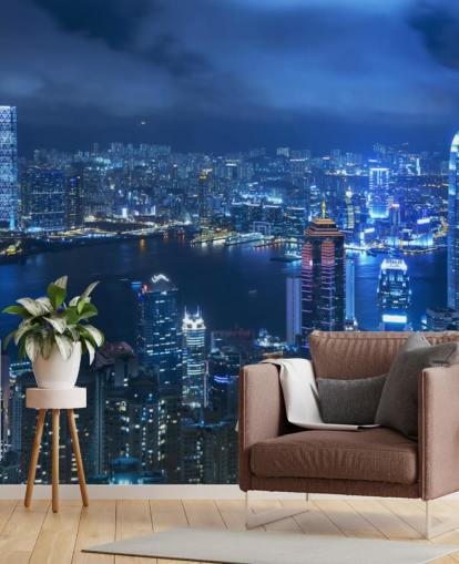 blue city at night wallpaper