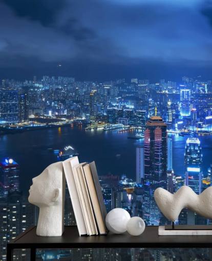 blue city at night wallpaper