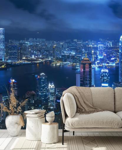 blue city at night wallpaper