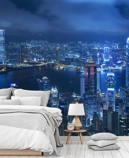 blue city at night wallpaper