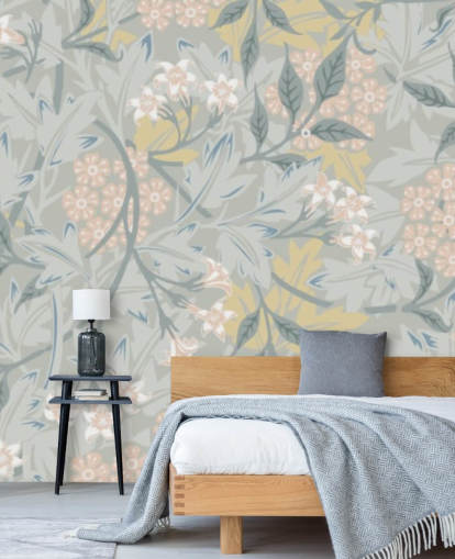 Mural de parede de jasmim em tons pastel de William Morris Mural de parede de jasmim em tons pastel de William Morris
