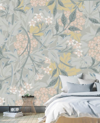 Jasmine väggmålning i pastellfärger av William Morris