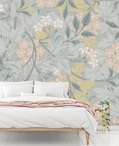 Mural de pared Jasmine en tonos pastel de William Morris Mural de pared Jasmine en tonos pastel de William Morris