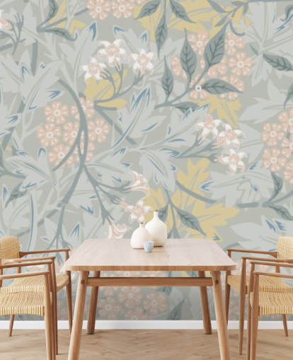 Mural de pared Jasmine en tonos pastel de William Morris Mural de pared Jasmine en tonos pastel de William Morris