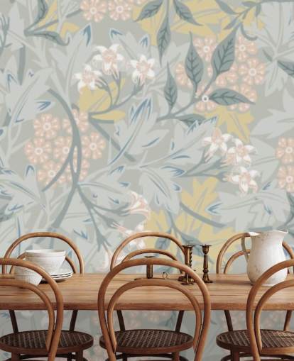Mural de parede de jasmim em tons pastel de William Morris Mural de parede de jasmim em tons pastel de William Morris