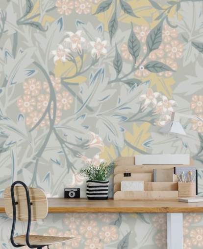 Jasmine wall mural in pastel tones by William Morris