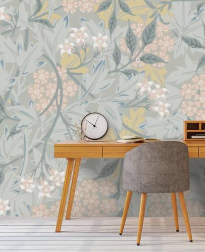 Jasmine wall mural in pastel tones by William Morris