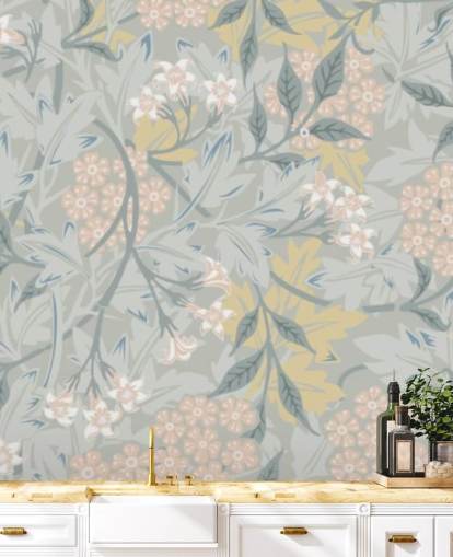 Jasmin-Wandbild in Pastelltönen von William Morris