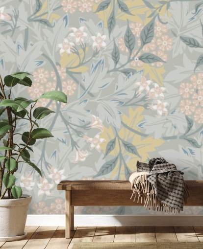 Jasmine väggmålning i pastellfärger av William Morris