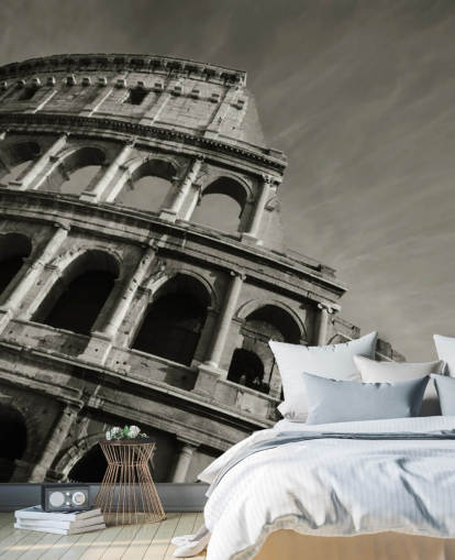 Zwart-witte Colosseum muurschildering Zwart-witte Colosseum muurschildering