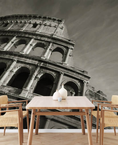 Black and White Colosseum Wall Mural Black and White Colosseum Wall Mural